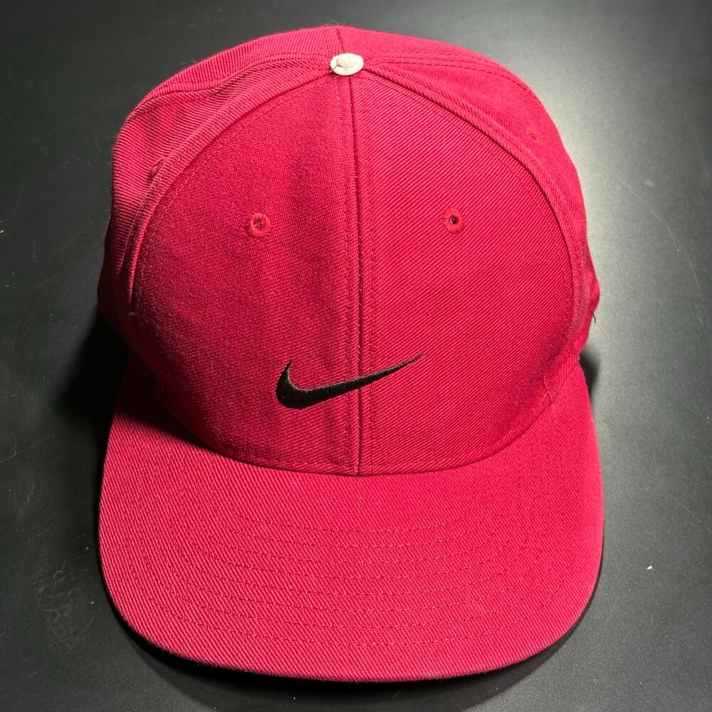 Vintage Nike‎ White Tag Canvas Red Snap Back Hat Cap Adult OSFA Preowned